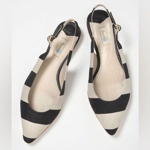 BODEN Striped Slingback Pointy Toe Skimmers Flats